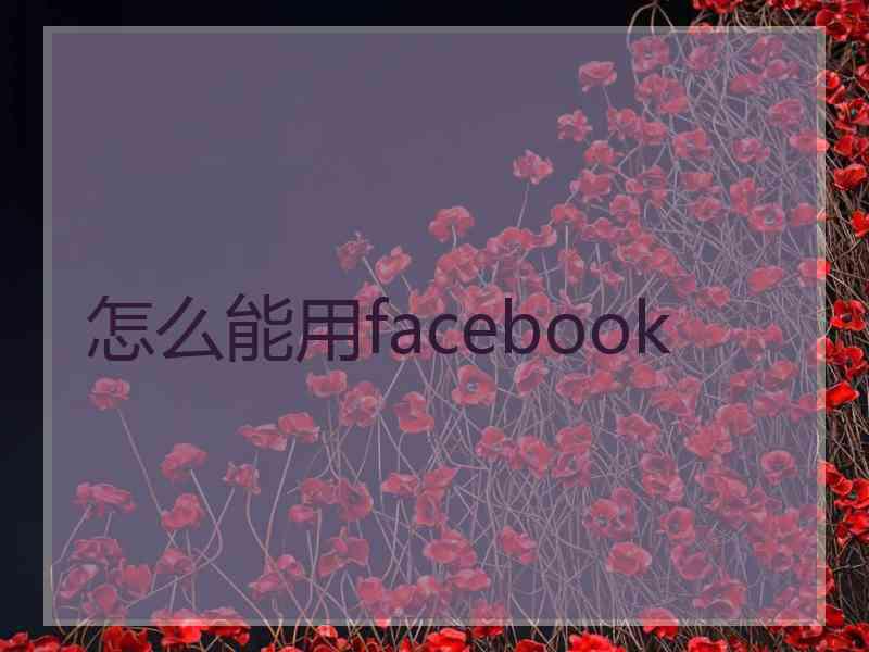 怎么能用facebook